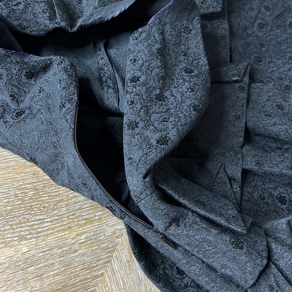 ROBERT RODRIGUEZ Black V-Neck Embroidery Print Silk Peplum Dress 0 - Picture 6 of 7